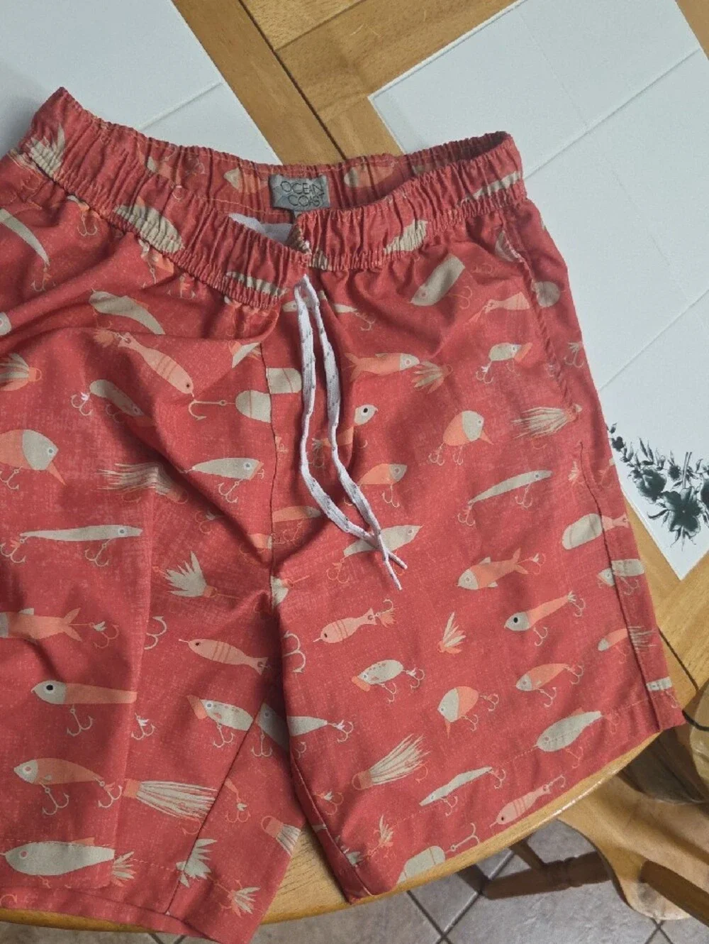 Coral Fish Print Swim Trunks